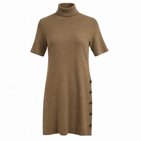 Ralph Lauren Purple Label Tan Wool Cashmere Knit Sweater Dress Size Medium NWT - Picture 3 of 13